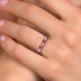 thumbnail image 4 of Gem Stone King 925 Sterling Silver Pink Lab Grown Diamond and Pink Tourmaline Wedding-Bands Ring for Women | 0.84 Cttw | Round 3.5MM | Gemstone April Birthstone | Size 5, 4 of 6