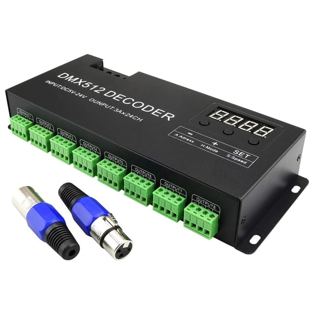 AKEPO Decodificador de visualización digital LED DMX de 24 canales, driver de atenuación LED DMX512
