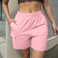thumbnail image 2 of hlysgo Women's Bermuda Cargo Shorts Elastic Waist Wide Leg Soft Short Summer Beach Vacation Short with Pockets Pink,XL, 2 of 6