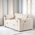 thumbnail image 3 of Euroco 4 in 1 Multi-functional Sofa Bed 55 inch Convertible Sofa Bed with Cup Holder and USB Port for Living Room Apartments, White, 3 of 8