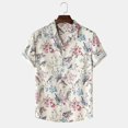 thumbnail image 5 of Camisa de verano con estampado informal de manga corta para hombre, Top con solapa, 5 of 5