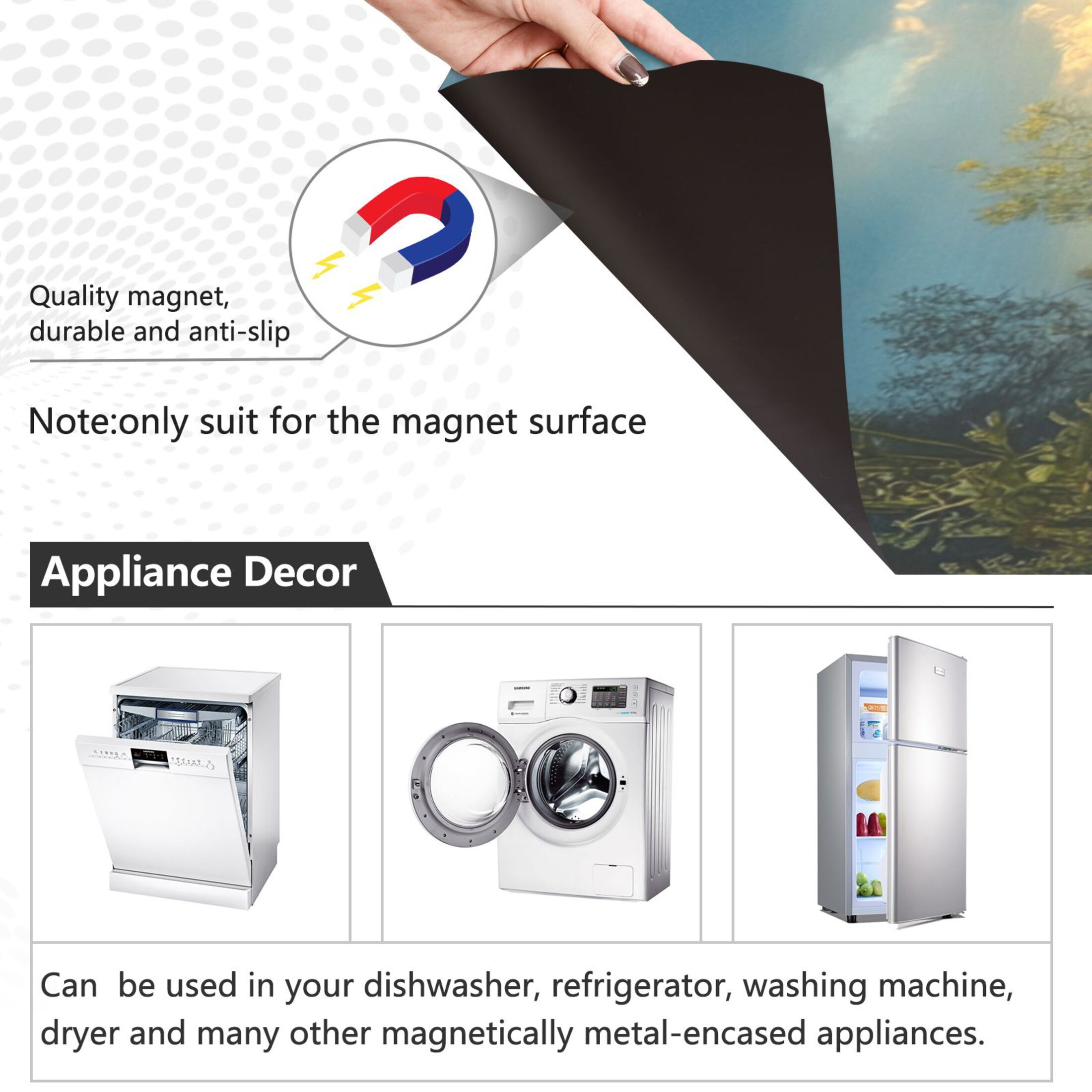 Dishwasher Magnetic Sticker 23x26 Inch Refrigerator Magnetic Sticker Washing Machine Magnetic Sticker Kitchen Panel Magnetic Sticker Home Decor Flower Sea Kitten