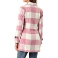 thumbnail image 3 of Allegra K Women's Notched Lapel Long Sleeves Double Breasted Plaids Overcoat, 3 of 6