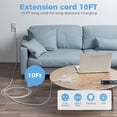 thumbnail image 2 of Cable de extensión TESSAN de 10 pies con 2 salidas y 3 puertos USB, gris, 2 of 6