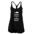 thumbnail image 1 of Shark Keep Calm and Swim Fast Juniors Twist Tank Top Black MD, 1 of 1