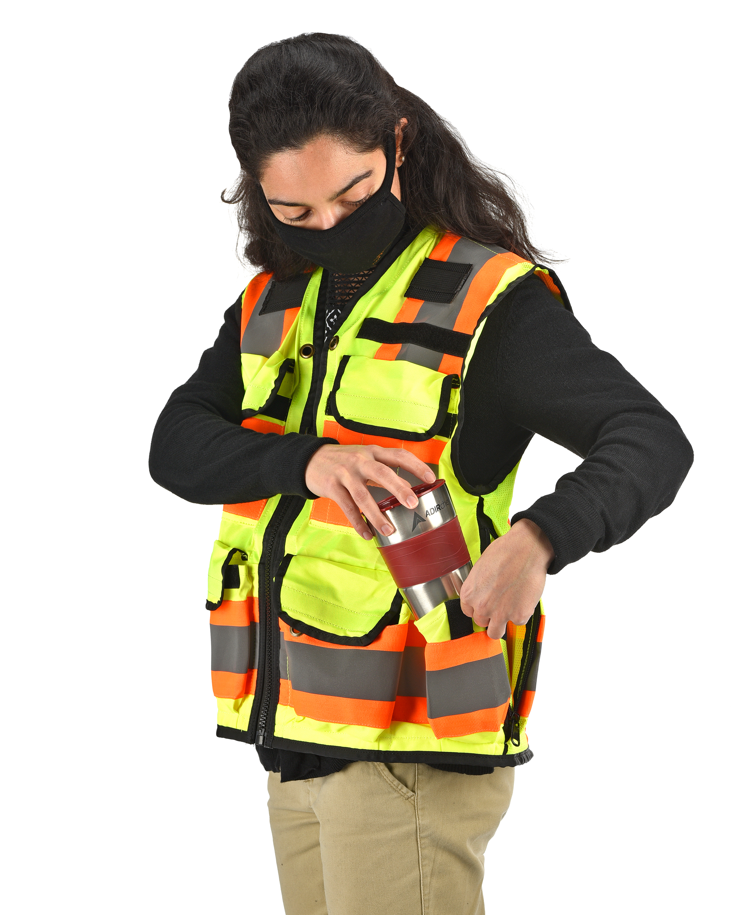 AdirPro Surveyors Utility Safety Vest, Class 2, High Visibility, Heavy Duty,  Yellow, Small