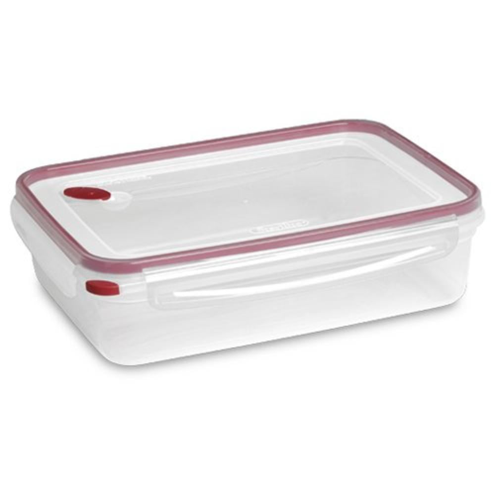 Food Storage Container Ultra Seal Clear Rectangular 16 Cup Rocket Red Trim Safe For Freezer