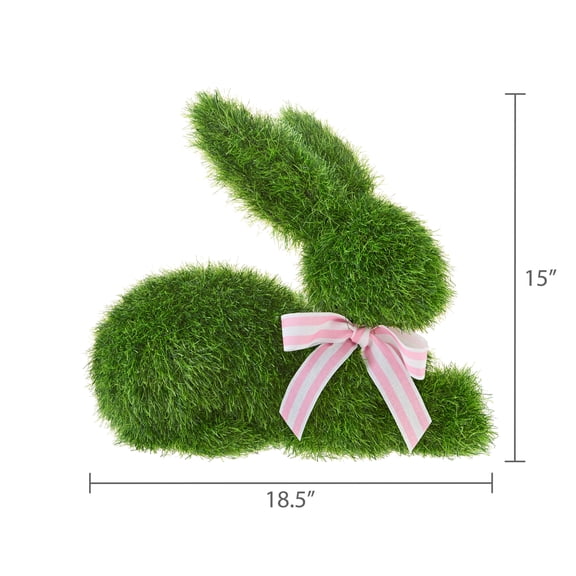 Faux Grass Sitting Bunny Decoration, Green, 15", Easter by Way To Celebrate