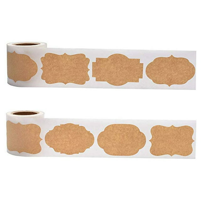 Etiquetas adhesivas para tarros Rawiri de 600 piezas, etiquetas adhesivas en blanco, etiquetas adhesivas para regalos navideños, etiquetas adhesivas de papel Kraft