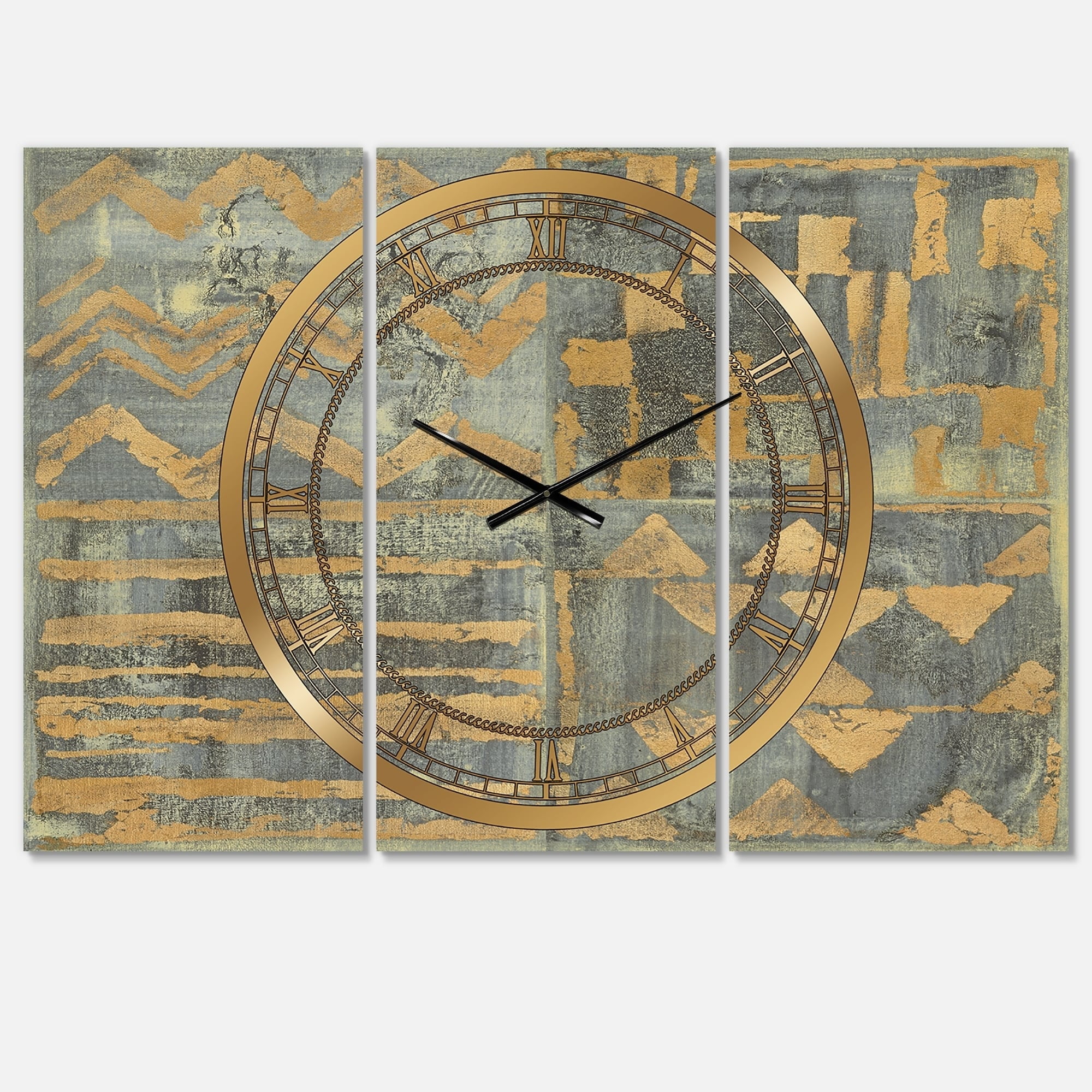 Designart 'Gold Geometric Tapestry III' Modern Wall Clock