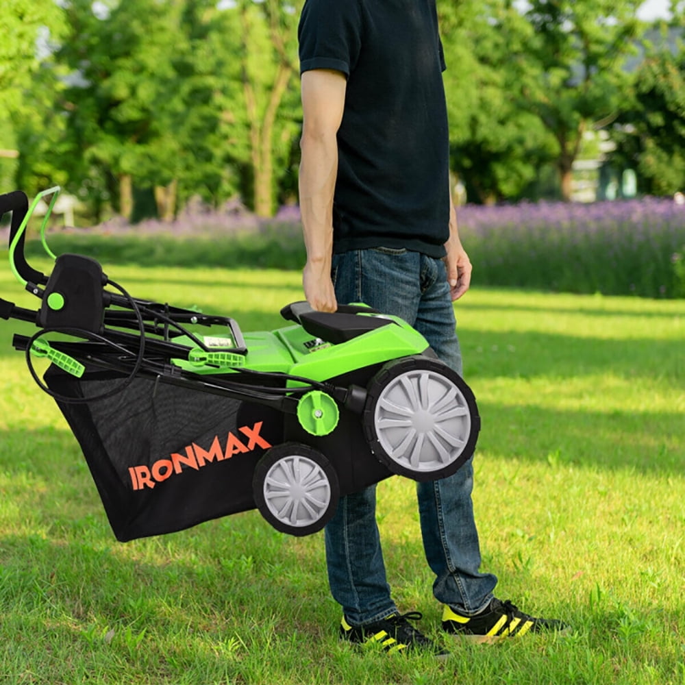 Spaco 15 Inch 13 Amp Electric Scarifier with Collection Bag and Removable Blades, Outdoor Tools for Garden, Backyard, Garden Care Tools for Lawn-Green