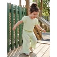 thumbnail image 6 of BemeyourBBs Toddler Baby Girl Summer Clothes 6 12 18 24 Months 2 3 4 Years Baby Girl Summer 2 Piece Outfit Puff Short Sleeve Plaid Gingham Print Shirt Tops and Elastic Waist Flare Pants Set, 6 of 9