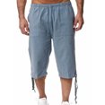 thumbnail image 1 of HIMONE Pantalon de Jogging Court en Lin pour Hommes, Capri de Course, sous le Genou, Taille Élastique, Pantalon de Détente avec Poche, Bas de Pyjama pour Dormir, 1 of 4