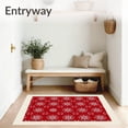thumbnail image 3 of ODIKA 8'x10' Machine Washable Non-Slip Area Rug, Festive Snowflake Winter Wonderland Accent Decorative Floor High Traffic Rug with Pad, Red, 606701, 3 of 8
