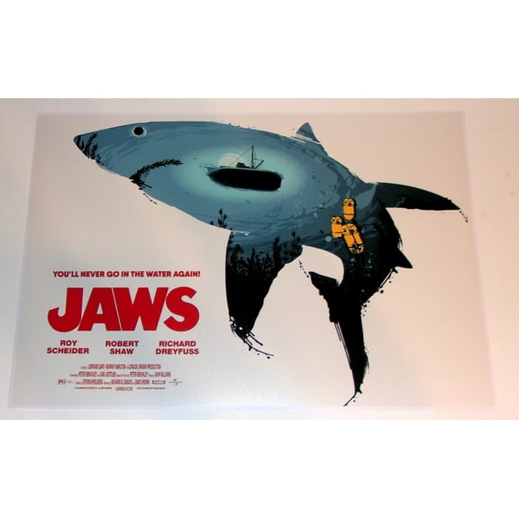 JAWS Film Steven Spielberg 1975 Alternate Poster - 50th Anniversary 19"x13" Shark Jaws