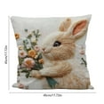 thumbnail image 3 of TanSiDing 1pcs Easter Bunny Embroidery Style Pillowcase Floral Print Decorative Throw Pillow Cover Soft Polyester Home Decor Couch Bedroom Accent 45*45cm, 3 of 6