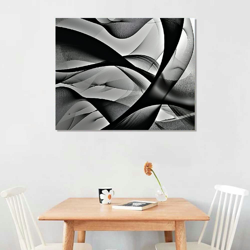 ARISTURING Canvas Wall Art Modern Black And White Black Framed Canvas Print Artwork Abstract Modern Wall Art Paintings for Living Room Kids Room Bedroom Bathroom Modern Home Decor