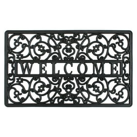 RugSmith Moulded Scroll Welcome Rubber Outdoor Doormat, 18" x 30"