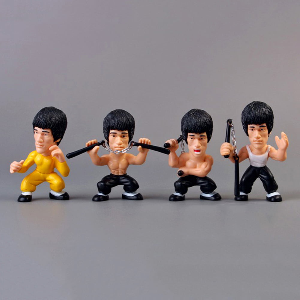 4pcs/set Bruce Lee Kung Fu PVC Action Figures Collection Car Home Desk Decor 