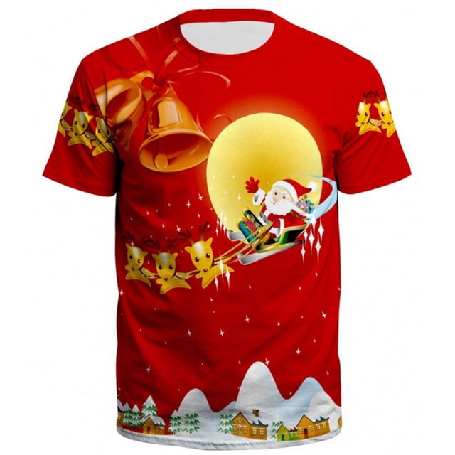 LUOGENLI T-shirts pour Homme pour Hommes Noël T-Shirt à Manches Courtes à Col Rond pour Hommes et Femmes T-shirts pour Hommes T-shirts Graphiques TTG Grand Jour de la Saint-Patrick Melon D\'eau Rouge TG