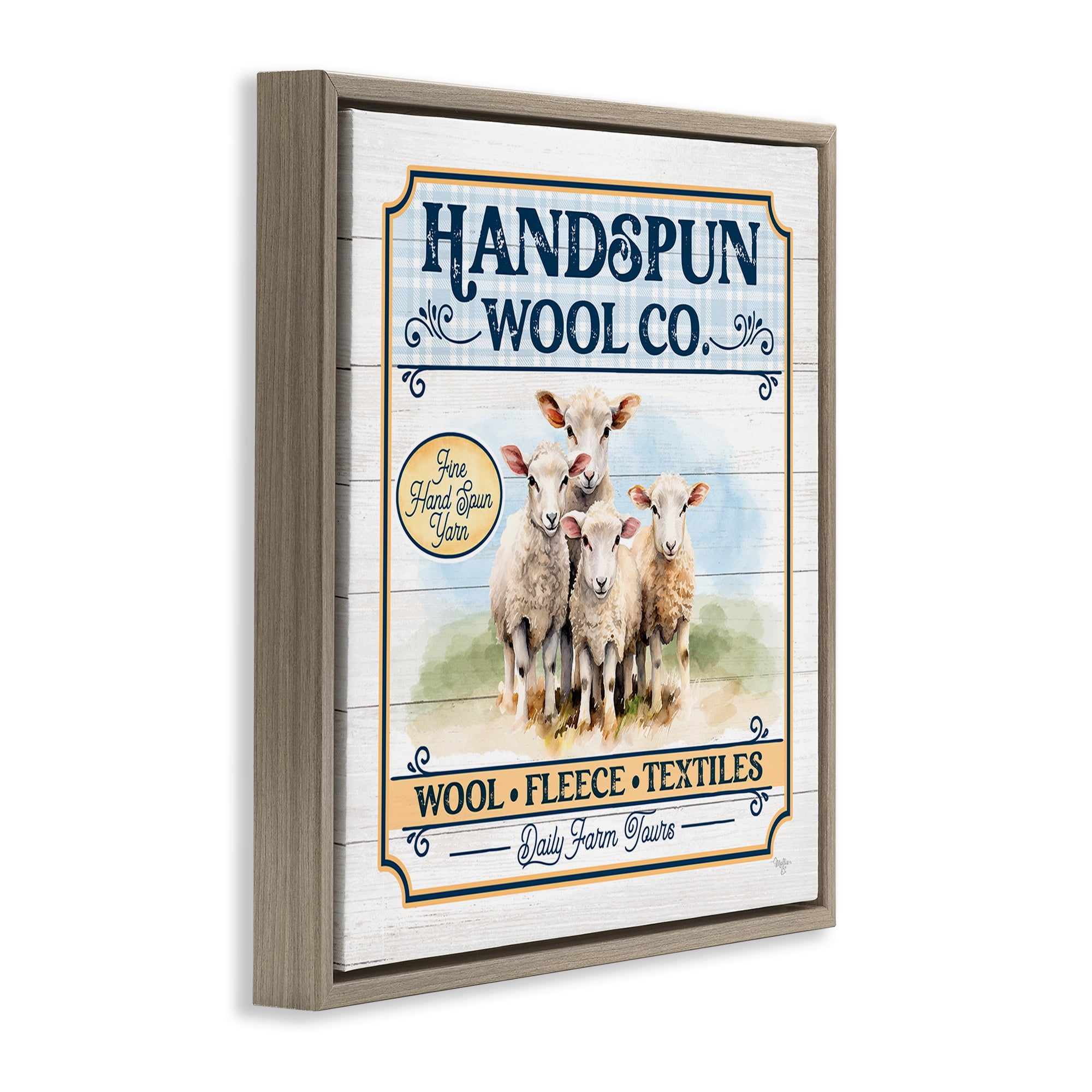 Stupell Industries Handspun Wool Sign Animals & Insects Painting Brown Floater Framed Canvas Art Print Wall Art, 25 x 25