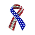 thumbnail image 2 of Patriotic American Flag Ribbon Pin Brooch Red White Blue Crystals Gift Boxed, 2 of 2