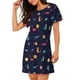 thumbnail image 2 of Easygdp Space Dinosaur Camisón de manga corta para mujer, informal, estampado, 2 of 6