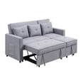 thumbnail image 3 of Benzara Jayce 80" Fabric Convertible Sleeper Sofa with Side Pocket in Light Gray, 3 of 5