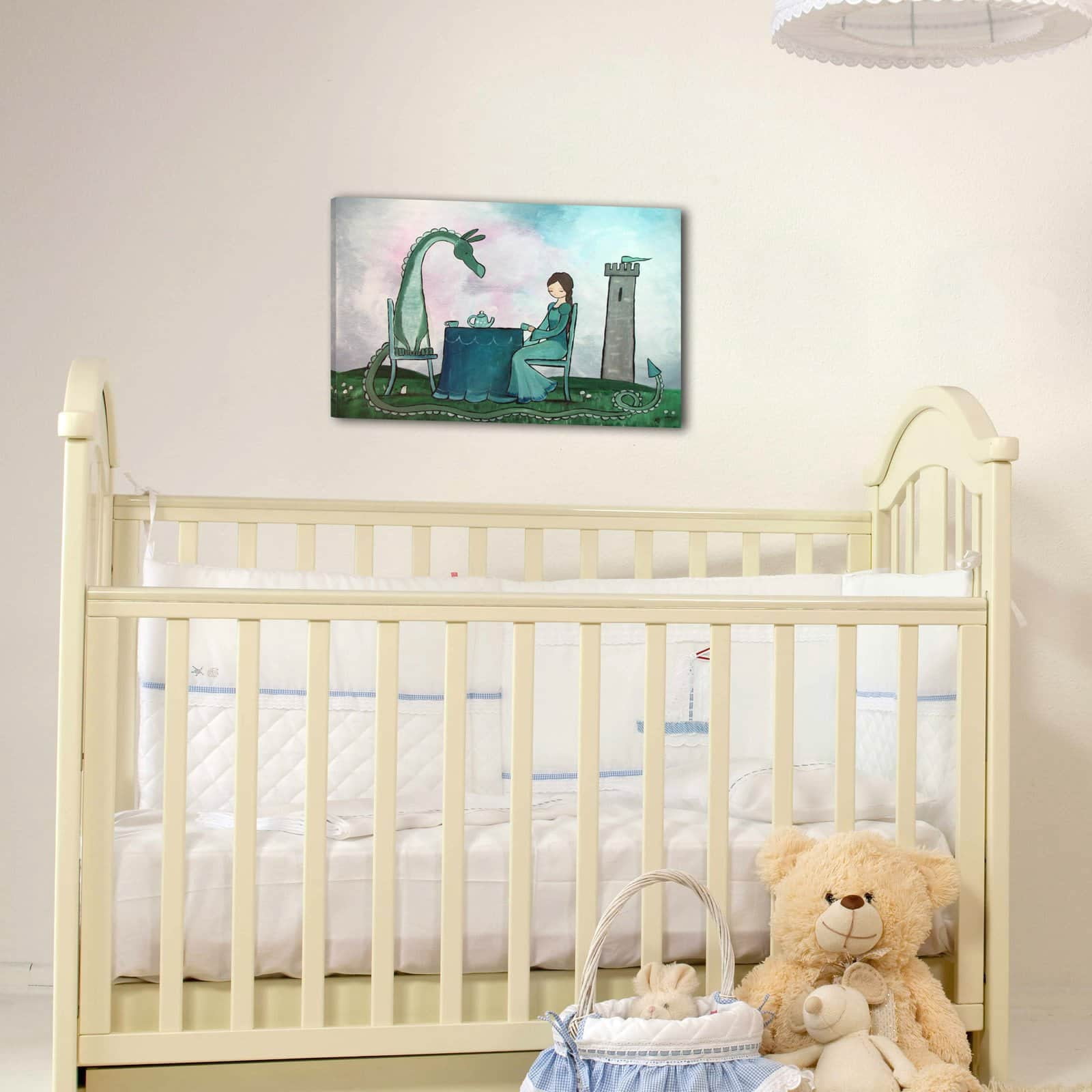 Marmont Hill "Tea with a Dragon" by Andrea Doss Painting Print on Wrapped Canvas