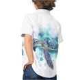 thumbnail image 2 of Binienty Sea Turtle Watercolor Boys Beach Shirt Casual Boys Button Up Dress Shirt Breathable Thin Cuban Collar Top Comfortable Youth Hawaii Outfits, 2 of 7