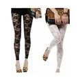 thumbnail image 3 of Sunisery Women Sexy Lace Rose Pattern See Through Footless Tights Leggings Pantyhose Stockings, 3 of 6