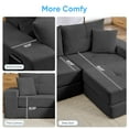 thumbnail image 6 of BALUS Boneless Cloud Modular Sofa with Ottoman, 4 in 1 Queen Size Sofa Bed, No Assembly, Floor Futon Couch Bed for Living Room, Chenille, Dark Gray, 6 of 8