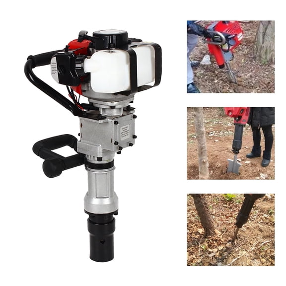 Gas Powered T-Post Driver 2-Stroke Gasoline Pile Driver - 900W Two-Stroke Engine, Shock-Absorbing Cylinder, Efficient Fuel Consumption for Various Piling Projects