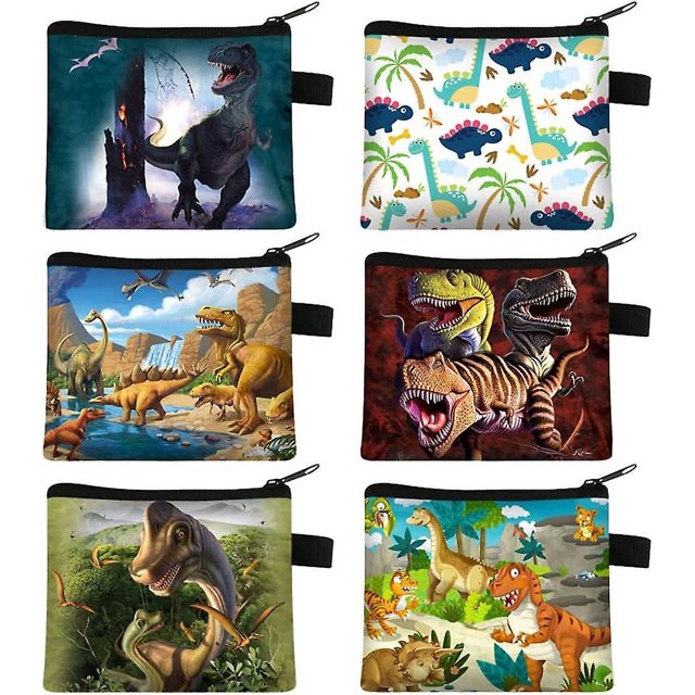 piezas de monedero de dinosaurio para niños, monedero de dibujos animados de dinosaurios, monedero para niños, tarjetero, billetera de regalo para niños, niños y niñas