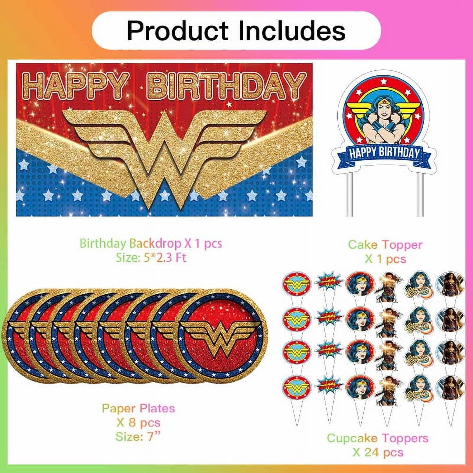 Wonder Woman for Party Supplies Birthday Decorations Plates Banner Kids Cake Toppers Set Decor - Walmart.com wonder-woman-for-party-supplies-birthday-decorations-plates-banner-kids-cake-toppers-set-decor-walmart-com