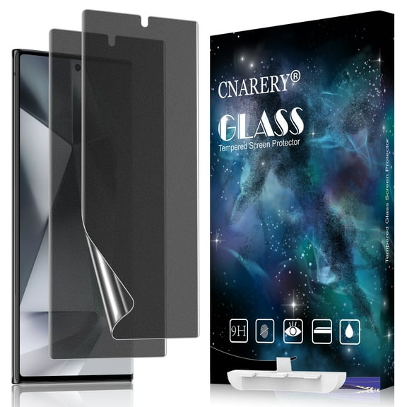 [2 Pack] Cnarery 28° Matte Privacy Screen Protector for Samsung Galaxy S24 Ultra 6.8 Inch, Fingerprint Sensor Compatible, Anti-Glare Full Adhesive Flexible Film (Not Glass)