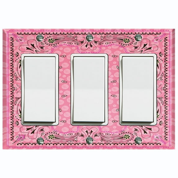 Metal Light Switch Plate Cover Pink Paisley Bandana Spotted Tile Pattern TIL083