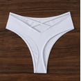 thumbnail image 5 of QTBIUQ Womens Bikini Swim Thong Bottom Briefs Cross Straps Behind Solid Color High Cut Swimwear Swimsuit Bottoms, 5 of 6