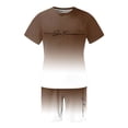 thumbnail image 4 of Mens Matching Sets Men's Short Sleeve T Shirt and Shorts Gradient Letter Print Casual Everyday Wear Breathable Blend Modern Loungewear Two Piece Outfit Lightweight Brown L, 4 of 5