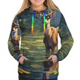 thumbnail image 3 of KLL Peaceful Deer Lily Pond for Womens Pullover Hoodie with Pocket Hooded Long Sleeve Shirts Sweatshirt for Women-Medium, 3 of 7