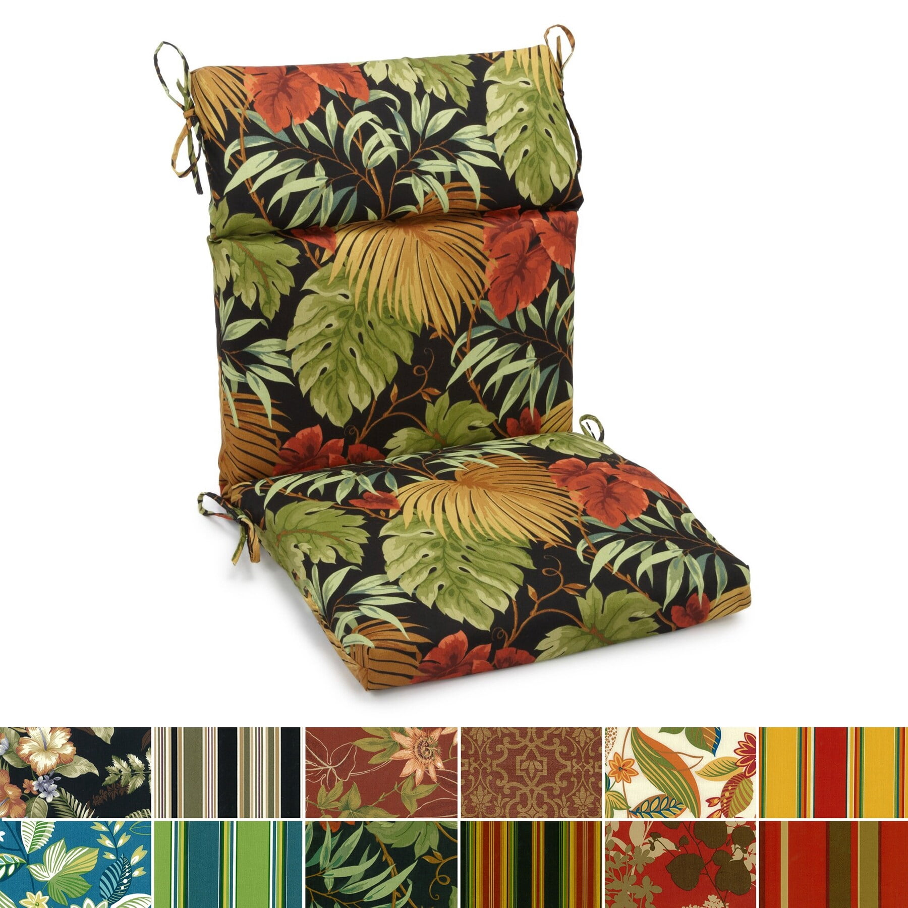 18-inch by 38-inch Spun Polyester Outdoor Squared Seat/Back Chair Cushion - Eastbay Onyx