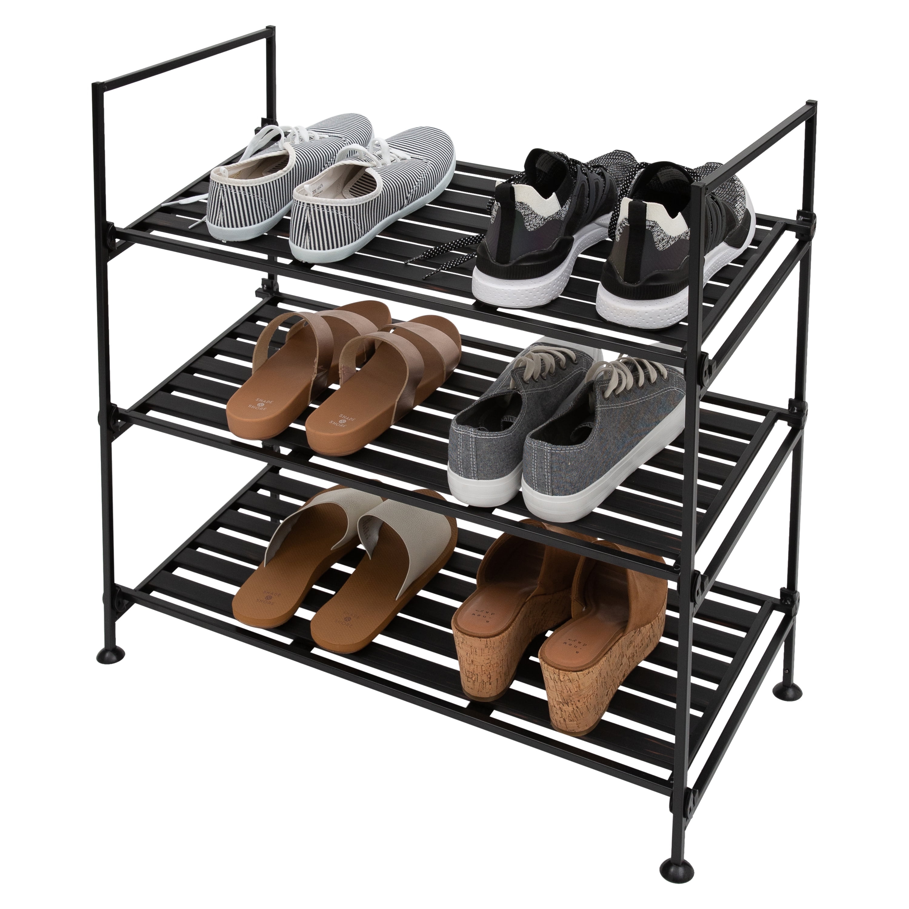 Organize It All 17.01-in H 2 Tier 6 Pair Espresso Metal Shoe Rack