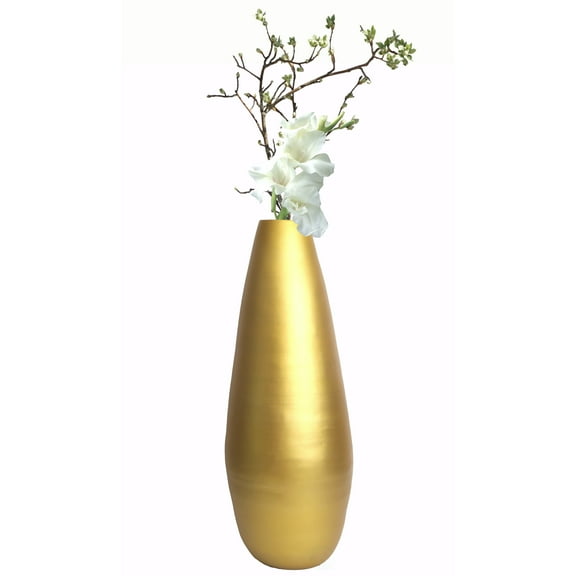Uniquewise 31.5" Spun Bamboo Tall Floor Vase - Sleek Matte Finish, Elegant Home Decoration, Modern Accent Piece, Living Room Decor Large Gold