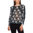 thumbnail image 1 of 1.STATE Blusa tipo jersey con inserción de encaje para mujer, verde, extragrande, 1 of 1