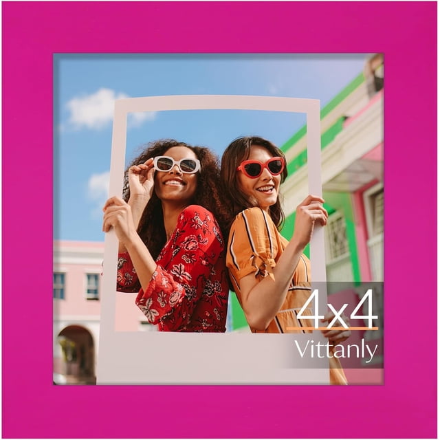 Vittanly 4x4 Picture Frame, Premium Material with Shatter Resistant Plexiglass, Photo Frame for Wall or Table Top Display, Rose Red, 1 Pack