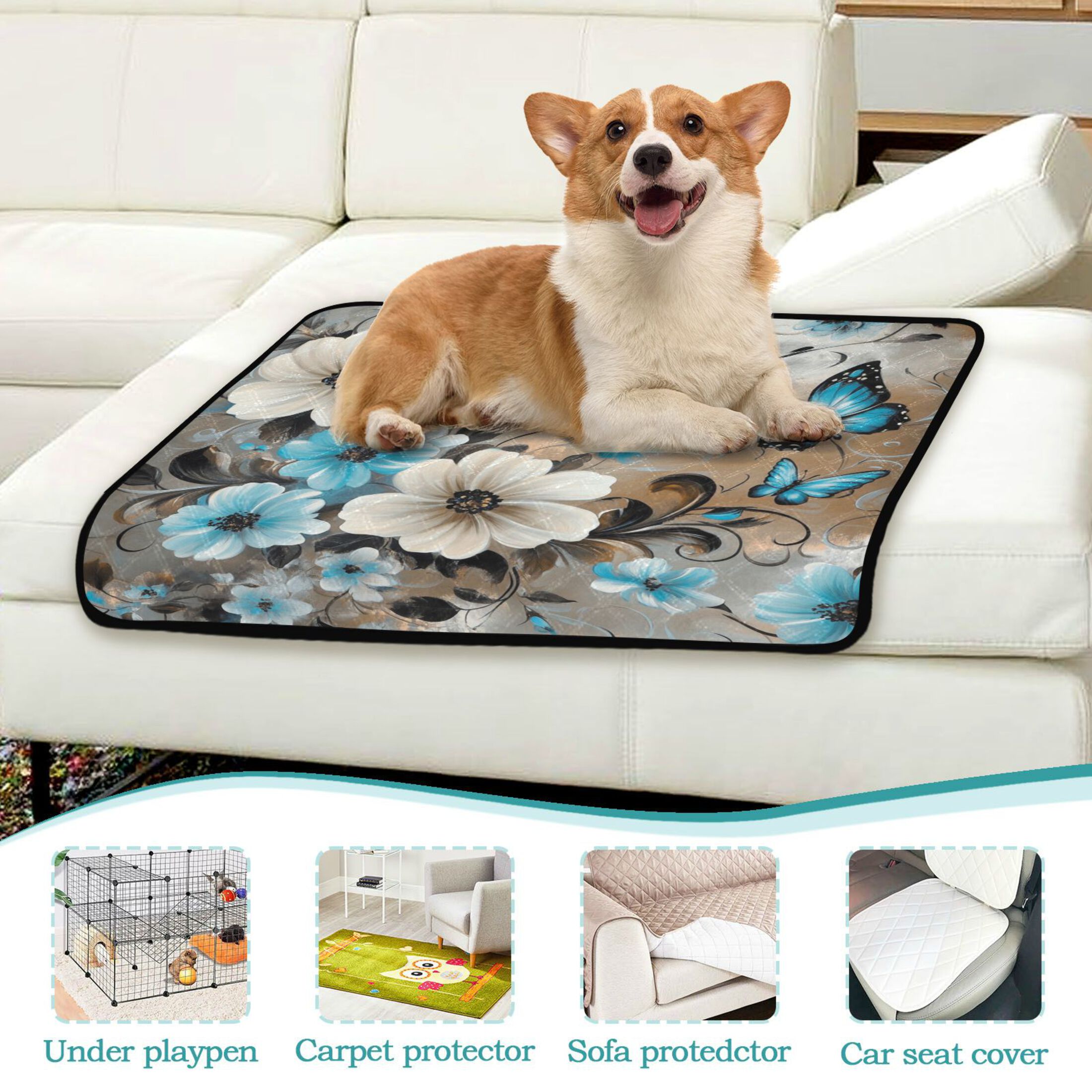 Qxltty Dainty Flora Cat litter Pads Pet Set of 2 Diaper Mats Center Anti-leakage Layer Absorbent Soft and Comfortable
