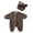 Brown, variant on Kovlvoll Newborn Baby Rompers Long Sleeve Crew Neck Button up Clothes Fuzzy Thick Winter Warm Rompers with Cute Hat