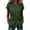 Green, variant on Women's Crew Neck Rolled Short Sleeve Tie Waist Blouse, Casual Wrap Front Tunic Top