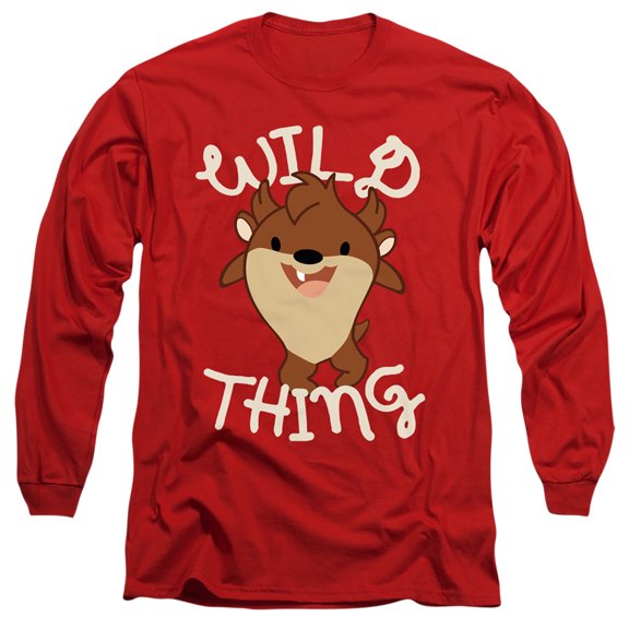 Looney Tunes Wild Thing Kid Long Sleeve Adult 18/1 T-Shirt Red