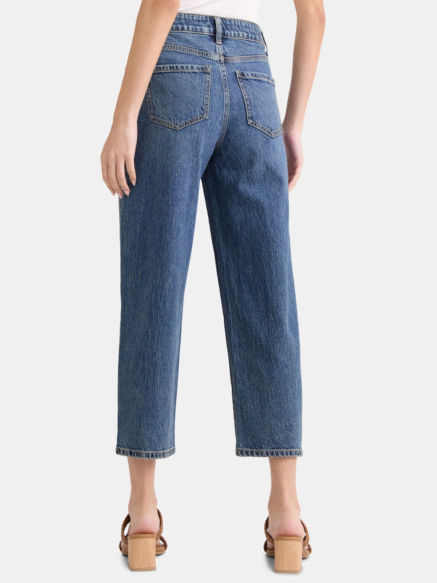 Time and Tru Women's High Rise Barrel Jeans, 26.5" Inseam, Sizes 0-22